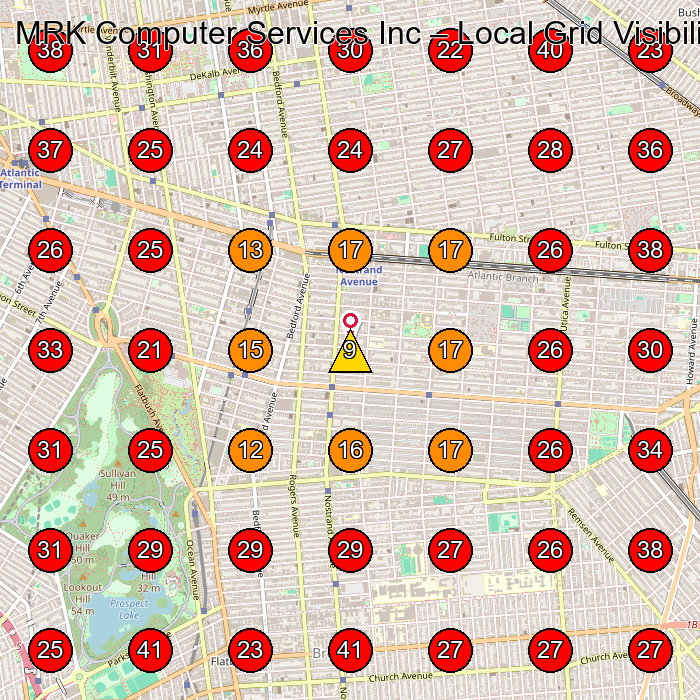 MRK Computer Services Inc GeoGrid visibility map for Phone Repair Service in Brooklyn